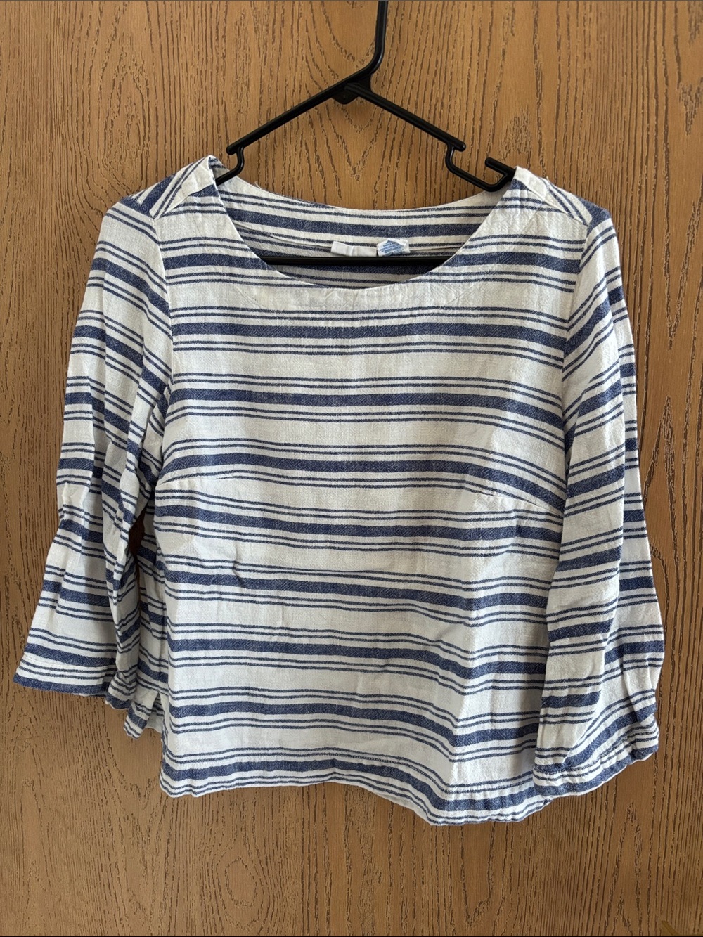 Sigrid Olsen Blue and White Striped Boatneck Top